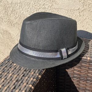Black Fedora with Shimmering Silver Band